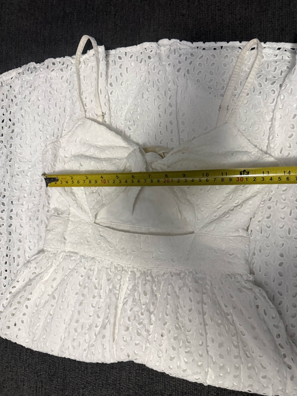 MICHAEL Michael Kors White Eyelet Tie Front Cutout Midi Dress Size 2 - Picture 4 of 10
